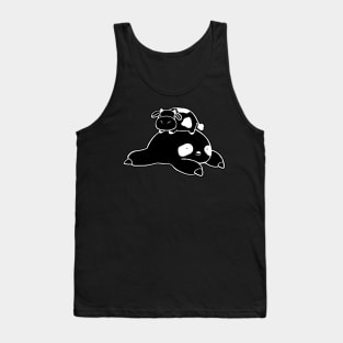 Sloth and Little Cow Black and White Line Tank Top